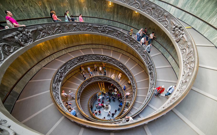 The beautiful Bramante’s Staircase -- actually two staircases -- is one of the famous sites within Vatican City's museums.