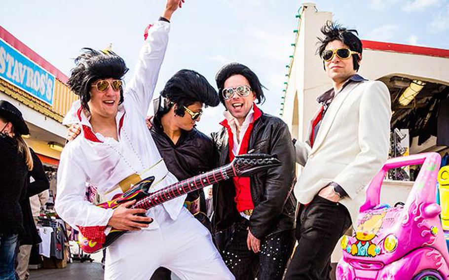 Blue suede shoes are encouraged this weekend at the Porthcawl Elvis Festival in southern Wales. 