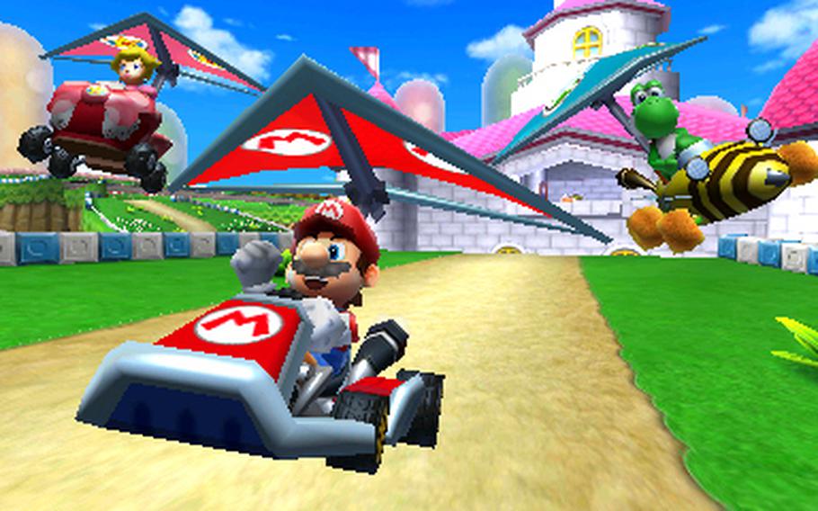 Par for the course in nearly every “Mario Kart,” there’s a set of 16 new levels and 16 classics. Almost all levels have players taking to the sky with hang-gliders, into the water and off-road via multiple shortcuts. 