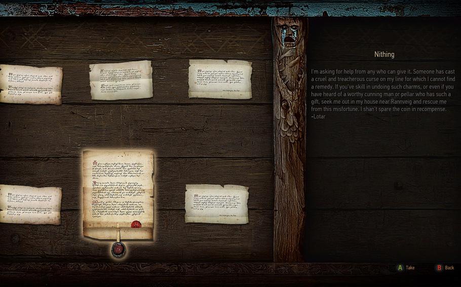 While traveling around the world, Geralt will be able to pick up quests and specialized witcher contracts from notice boards found in towns and cities. 