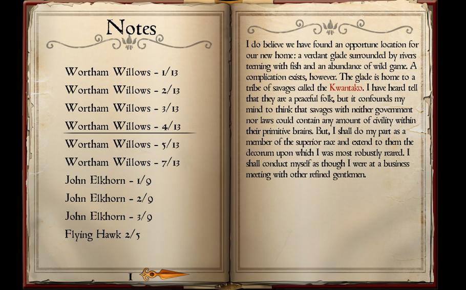 Most of the story of "Whispering Willows" is told through the collection of diary pages scattered throughout the game's world. 