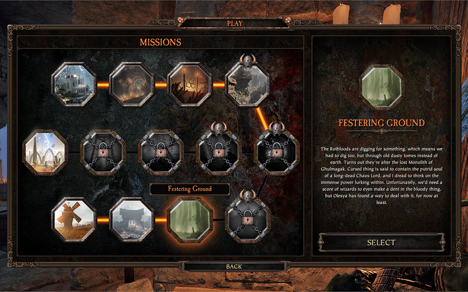 There is a level progression to ‘Vermintide II,’ but once unlocked each mission can be selected individually. 