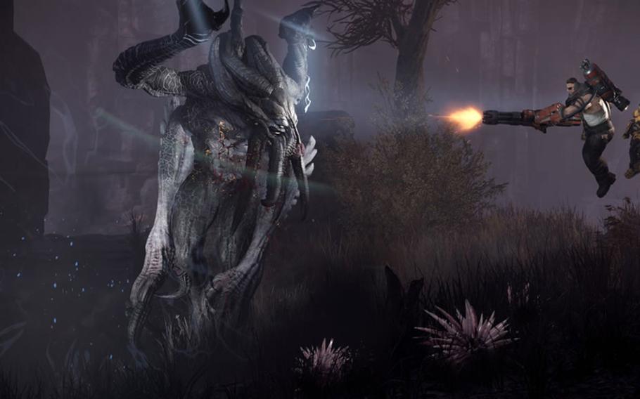 “Evolve” — developed by Turtle Rock Studios for 2K Games — pits four players acting as hunters against a fifth player who controls the monster. The resulting battles are intense and exhilarating.