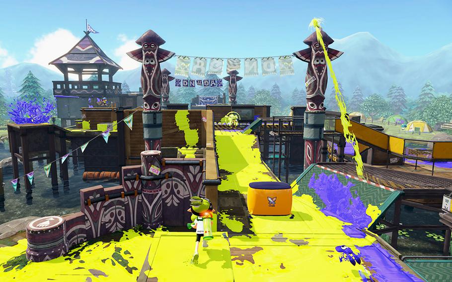 The ingenious movement mechanic of “Splatoon” allows players to transform into squids, swimming quickly through floors and walls covered in the team’s paint.