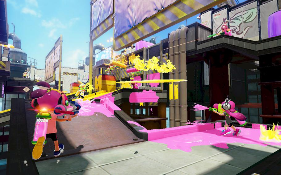 In the main multiplayer mode, Turf War, players match up in two teams of four in a race to cover the ground with their team’s color.