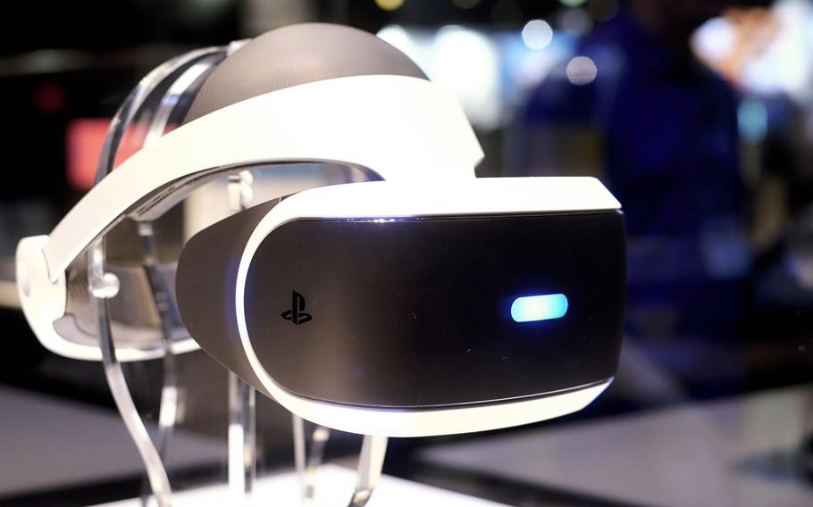 Gaming accessories for the PlayStation 4's Playstation VR technology are on display Friday, Sept. 18, 2015, at Tokyo Game Show 2015 in Chiba, Japan. Pictured is a Playstation VR headset. Pictured is the Playstation VR headset, formerly known to the public as Morpheus.