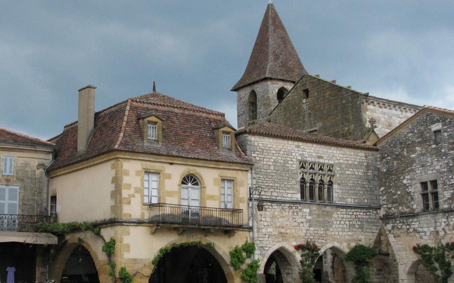 Place des Cornières is the hub of the  beautifully preserved medieval village of Monpazier, France, founded by King Edward I of England in 1284.