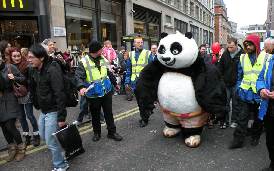 Po, from the movie "Kung Fu Panda," made an appearance in London's Chinatown to pose for pictures with kids and promote the next movie in the series, "Kung Fu Panda 2."