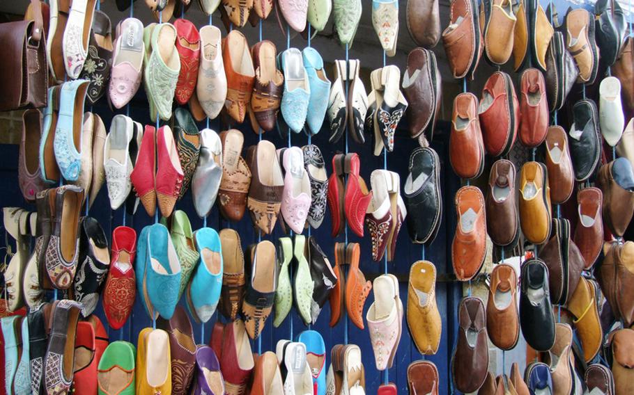Colorful Moroccan slippers are a hot item in the souks of Marrakech and elsewhere.