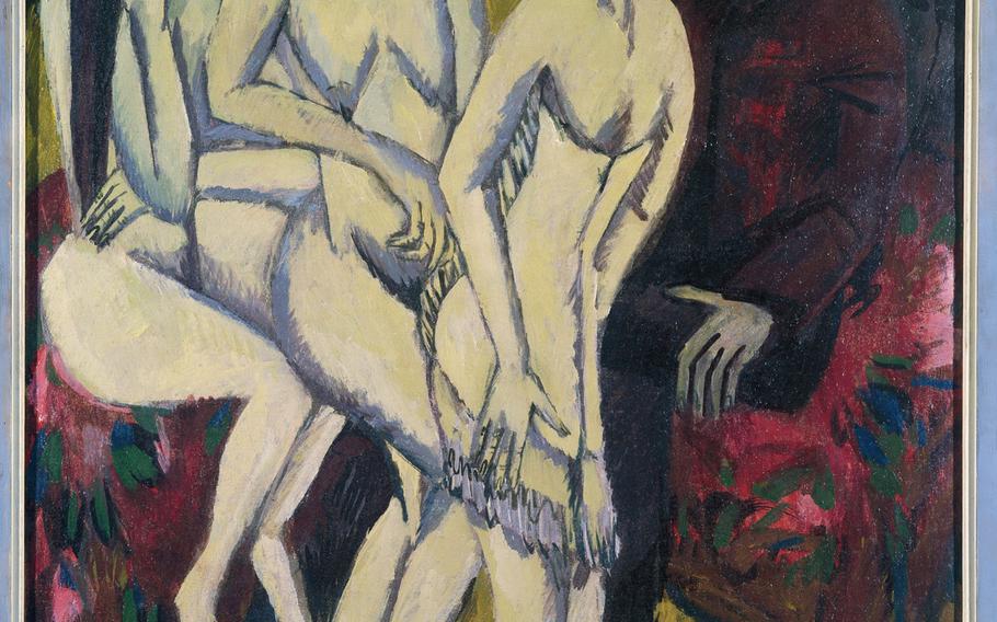 Ernst Ludwig Kirchner's "Judgement of Paris" from 1913 is one of the works of art on display at the Wilhelm-Hack-Museum.