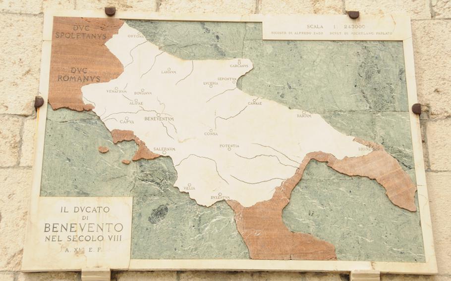 An old  map shows the region around Beneto (Beneventvm) in the eighth century.