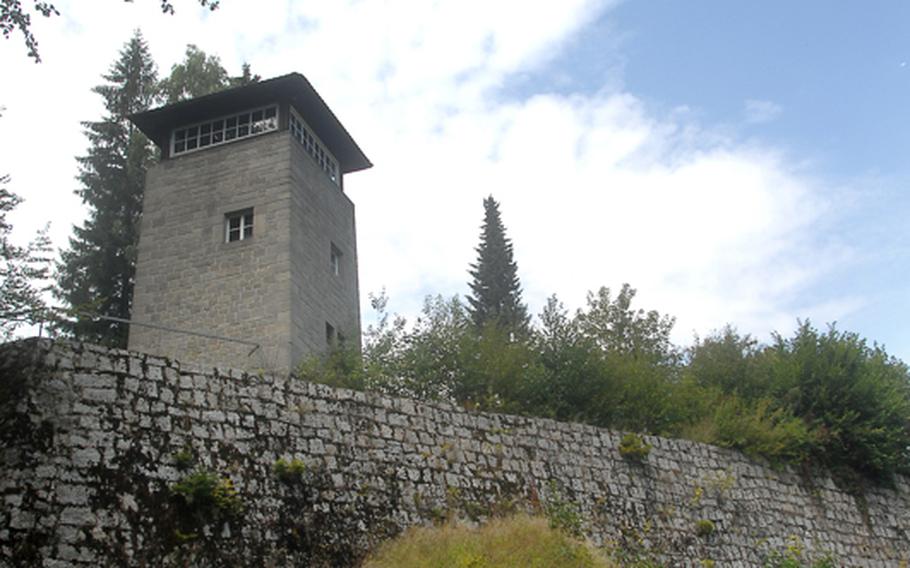 A former ramp used to transport bodies to a crematorium below is still visible at KZ-Gedenkstaette Flossenbuerg, a memorial on the site of a former concentration camp in northeast Bavaria. A door in the wall previously connected the ramp to a gate by the guard tower.