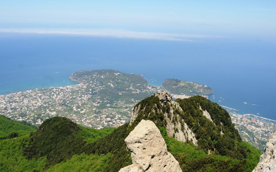 It&#39;s dubbed "il panorama piu bello del mondo" (The world&#39;s most beautiful panorama). Mount Epomeo is the highest peak on the island of Ischia, reaching about 2,588 feet. It dominates the entire island and from its summit, visitors can see the Sorrentina peninsula; the islands of Capri, Procida and Ponza; and catch a glimpse of rival volcano Mount Vesuvius.