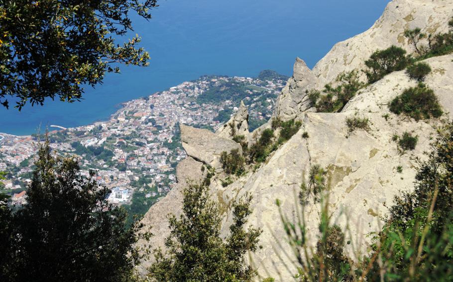Hikers who make it to the top of Mount Epomeo on the Italian island of Ischia are greeted with stunning views of the Sorrentina peninsula.