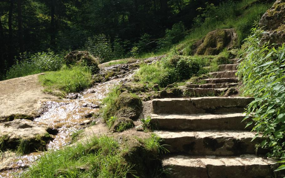 A small stream and lush vegetation make the hike to the Bad Urach waterfall a refreshing and peaceful journey.The town of Bad Urach is about 30 miles from Stuttgart and offers a quiet getaway from city life.
