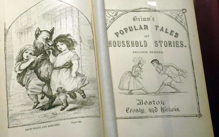 An American edition of "Grimm's Popular Tales and Household Stories" from 1860 is just one of the publications on display at the  Brüder Grimm-Haus in Steinau an der Strasse, Germany.