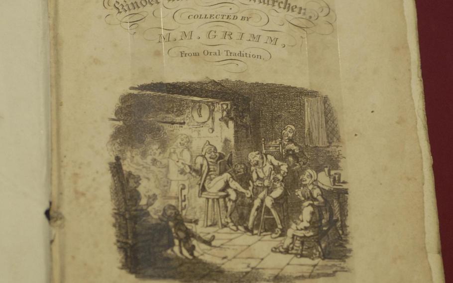 The first illustrated version of the Grimm fairy tales is displayed at the Brüder Grimm-Haus. The success of the 1823 version from London opened the Grimm brothers' eyes to the possibilities of using illustrations to accompany their stories.