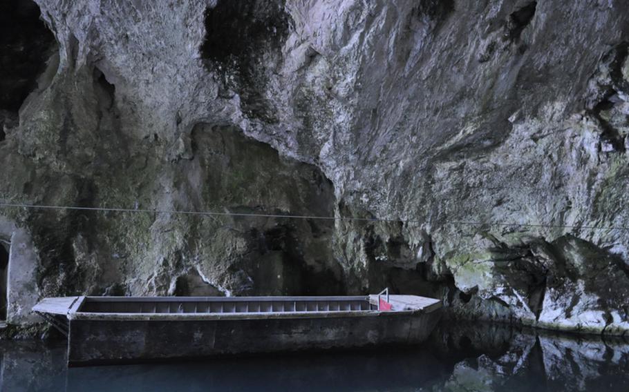 Visitors ride a barge such as this one into the dark Alburni Mountains to visit the Angel Caves in southern Italy. The caves naturally maintain a year-round temperature of 60 degrees Fahrenheit.