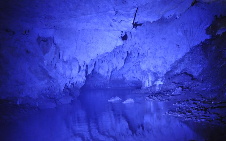 A hike through damp arteries of the Alburni Mountains, across a series of majestic grottos illuminated by candy-colored lights is in store for visitors to the Grotte Dell&#39; Angelo in Pertosa, Italy.