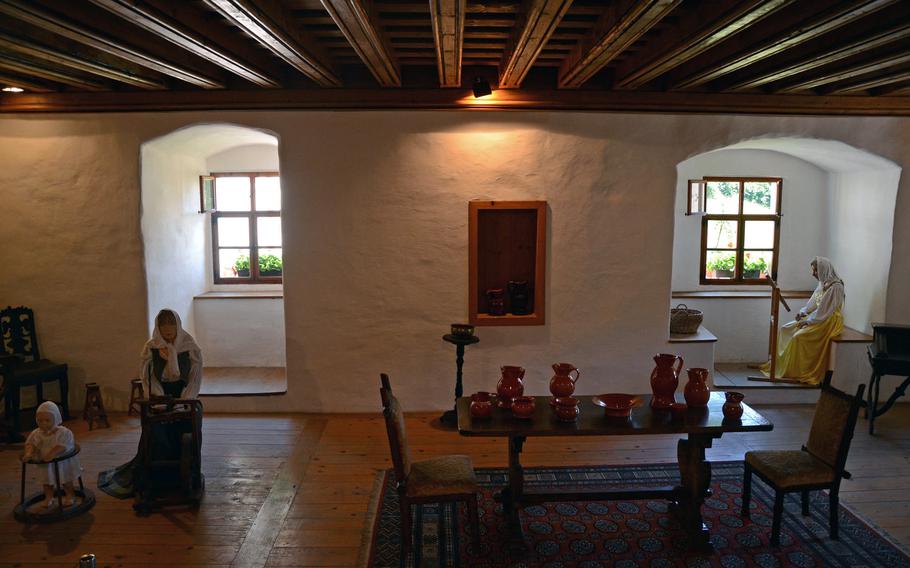 The Predjama Castle's dinning room is one of many rooms decorated to show what they might have looked like in the past.