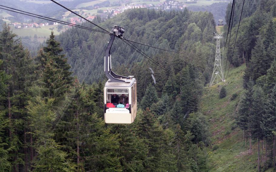 Cable cars have been in operation at Schauinsland mountain, about five miles from the city of Freiburg, Germany,  since 1930. The cars can lift visitors to the top in about 10 minutes. A hike can take several hours.