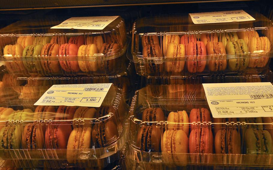 Macarons are not so easy to find in Germany. But at Cora, just over the German border in Forbach, France, the sweet meringue-based confections are plentiful.