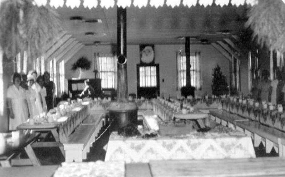 The back of the photo reads: Mess hall - Gulfport, Miss. 1944