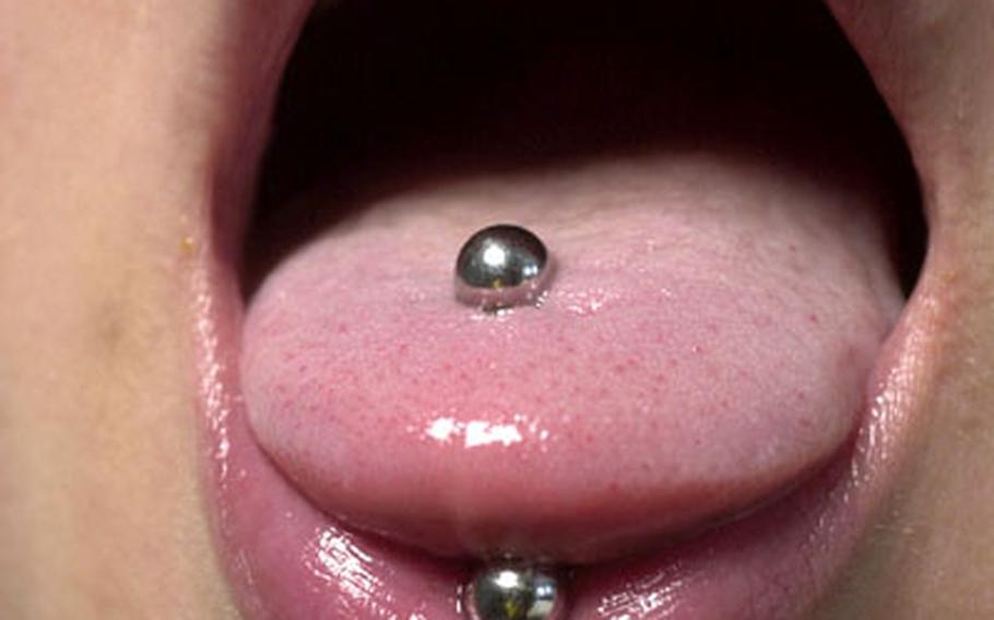 The tongue is susceptible to all the normal health risks from piercing, but since it remains surrounded by fluid, contains two main nerves and houses the taste buds, extra care should be taken.