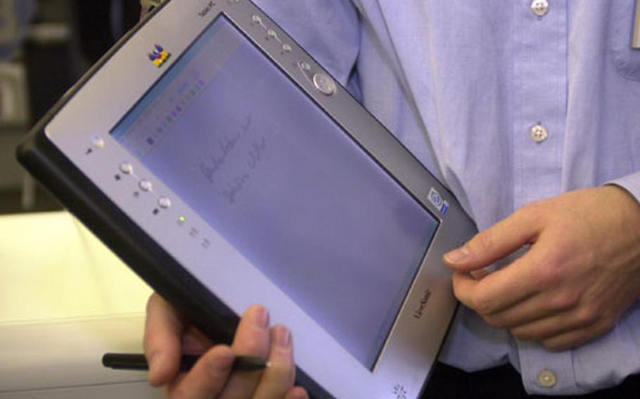 Thin, portable tablet computers, like this one from Viewsonic, were receiving a big push from major manufacturers at the CeBit technology trade show in Hannover, Germany, in March.
