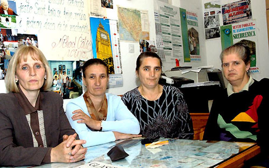 From left to right: Sehida Abdurahmanovic, Esefa Alic, Naza Hasanovic and Hajra Catic spend time together in the Mothers of Srebrenica office in Tuzla. They have have sought strength in each others’ company since their loved ones were killed after the July 11, 1995, fall of Srebrenica, hoping the remains of their loved ones will be found and they will be able to give them a proper burial.