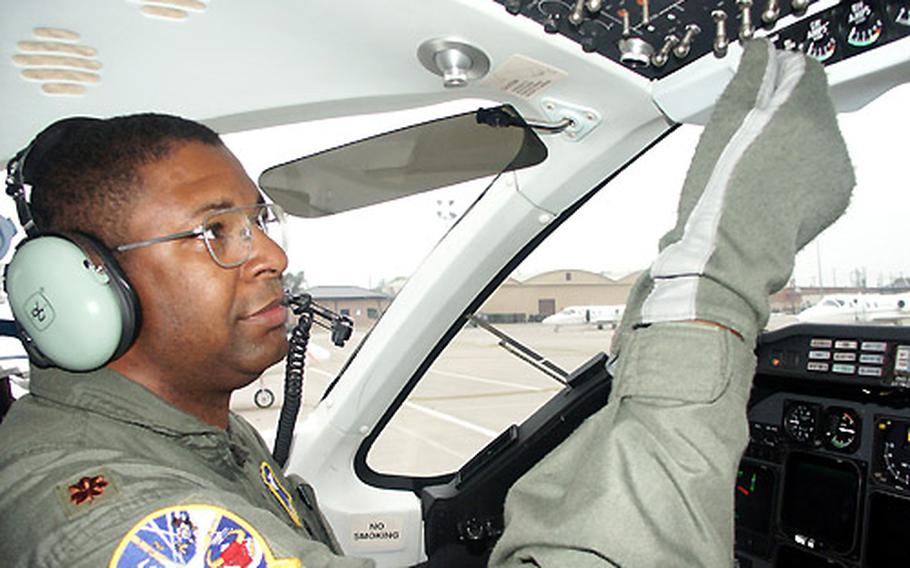 Maj. Tony Whiteside is an instructor pilot in Laughlin’s T-1 Jayhawk, which is used to train students who will follow the tanker or airlift track.