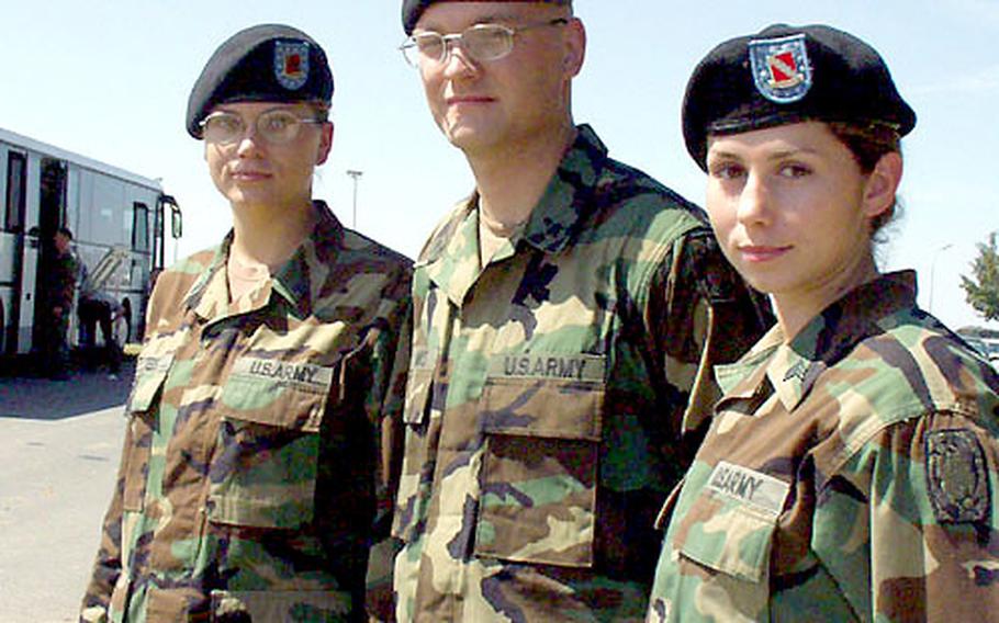 Spc. Helen Stees, left, Spc. Jason Banks and Sgt. Tanya Wilson served on Patriot missile crews that destroyed two Iraqi Scuds in the first week of the war.
