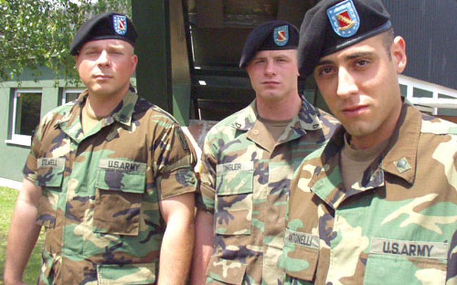 Spc. Scott Stilwell, left, Pfc. Adam Tingler and Spc. Matthew Antonelli served in Kuwait and Iraq with the 6th Battalion, 52nd Air Defense Artillery Regiment from Katterbach, Germany.