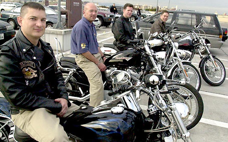 Yokota Harley riders, from left to right, Mike Young, John Weikert, Peter Dibenedetto and Max Genao, have taken their hogs all around Japan on group and solo rides. They receive a lot of attention on Japan’s roads, they say, because Japanese recognize Harleys as an American icon.