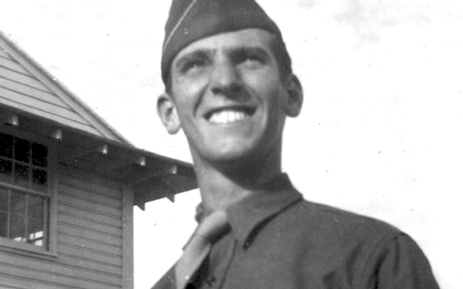 John Rahill in 1942, during basic training at Camp Roberts, Calif.
