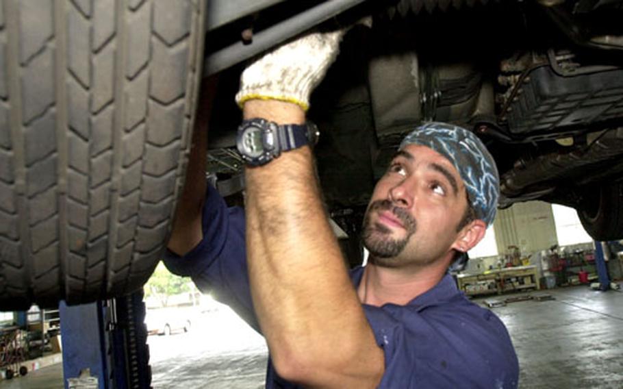 At Air Force centers, mechanics employed by the Services division can charge for vehicle work. Navy and Army facilities offer bay and tool rentals for do-it-yourselfers.