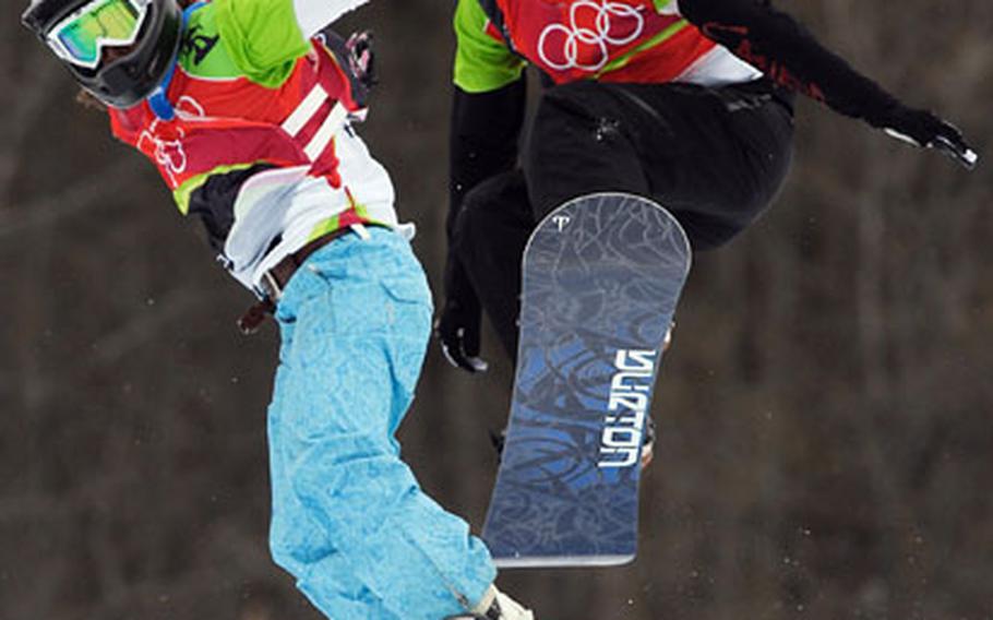 Olympic Snowboard Cross competitors such as Mellie Francon, left, of Switzerland, and Dominique Maltais of Canada, leave fans hungry for more high-flying action.