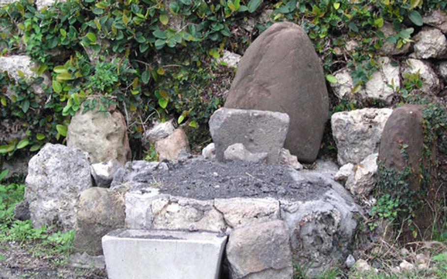 Above, this altar is a common sight at Okinawa castles. Local people visit these sites to offer prayers.