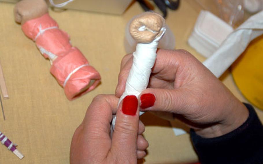 The center of Ohyama’s washi dolls consists of a 3-inch chopstick wrapped in toilet paper.