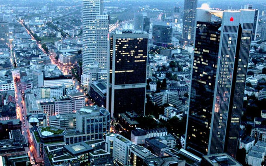 Even on an overcast day, the view from the observation deck of the Main Tower, Frankfurt’s highest public viewing platform, is impressive.