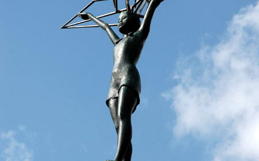 The Statue of the A-Bomb Children is a monument to the children who died on the day of the attack, as well as those who died afterward of diseases. The crane, a symbol of happiness and longevity, also is a reminder of a young girl who died a decade after the blast from leukimia. Before she died, she folded more than 1,000 paper cranes in the hopes of a cure.