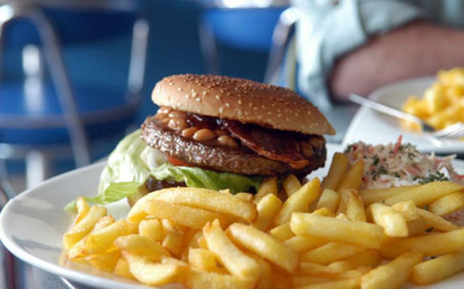 Patrons can chow down on the Ranger Burger at the Roadside Diner in Griesheim, Germany. The diner has that greasy spoon feel with solid American fare like burgers, chili dogs and corn on the cob.