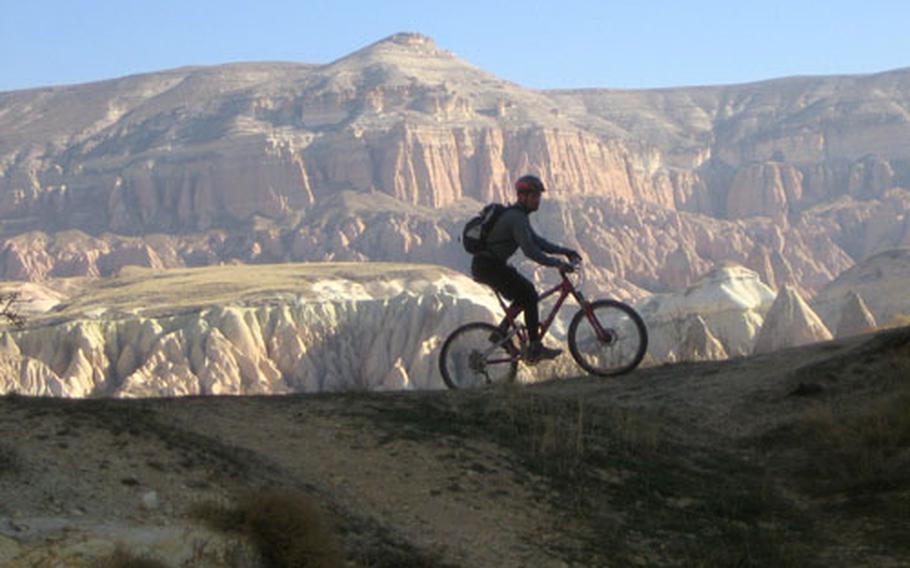 Chris Whitener, director of outdoor recreation at Incirlik Air Base in Turkey, rides a bike in the Cappadocia region, a few hours away from the base. Outdoor Rec and Information, Tickets and Travel offer a variety of trips off base.