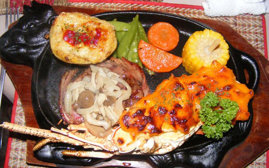 The filet migon and lobster combo at Fisherman’s Wharf in Yomitan, Okinawa.