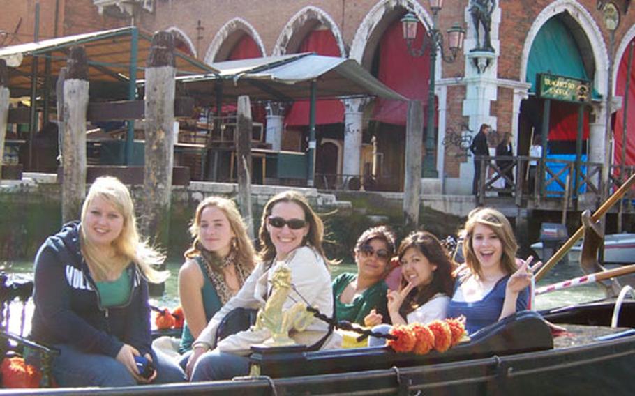 Zama students enjoy a ride through the canals of Venice.