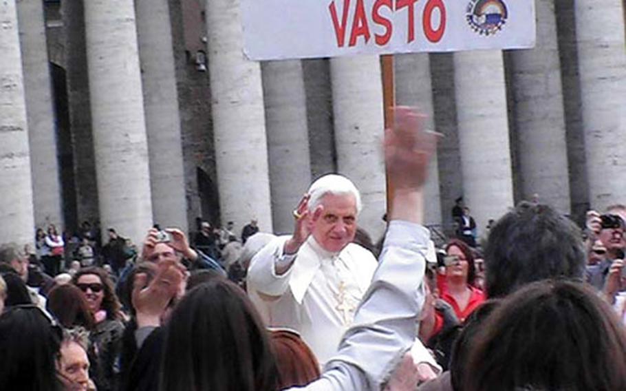 The students catch a glimpse of Pope Benedict XVI at the Vatican.