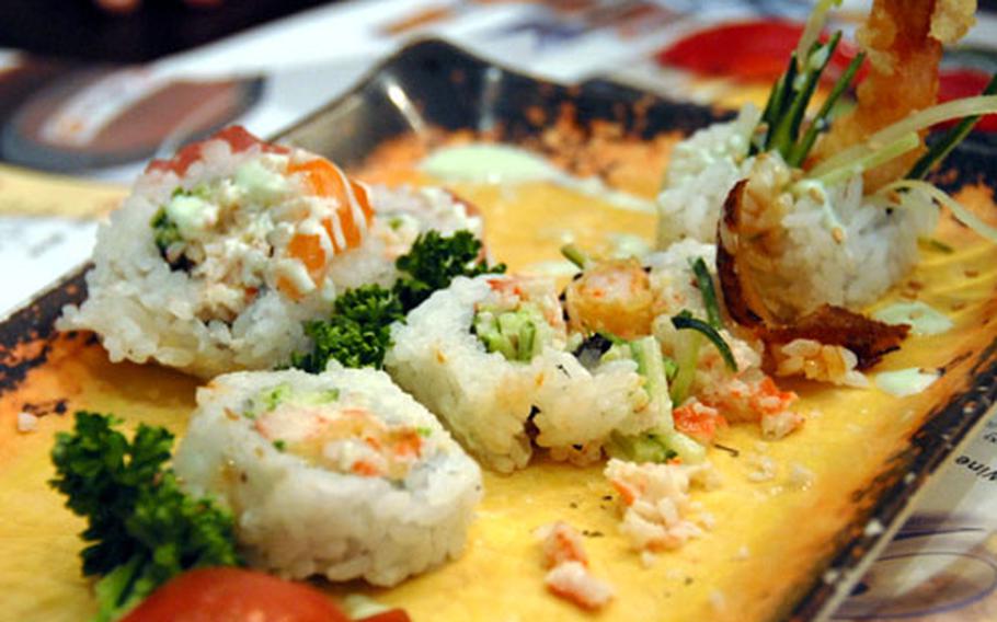 The Roll In California Roll and Sushi restaurant in Itaewon, South Korea, offers a filling and affordable meal.