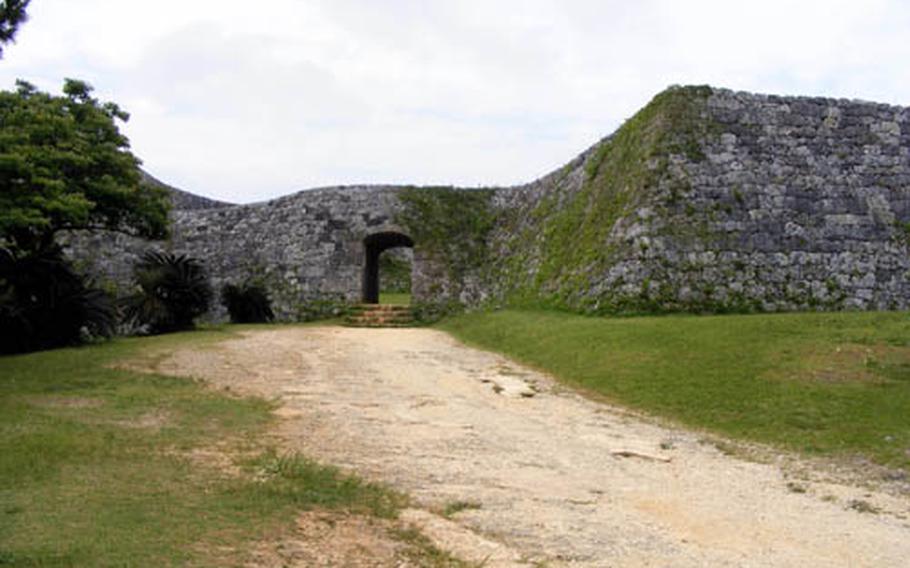The entrance to Okinawa&#39;s Zakimi Castle. The 600-year-old fortress was built to guard central Okinawa from invaders.