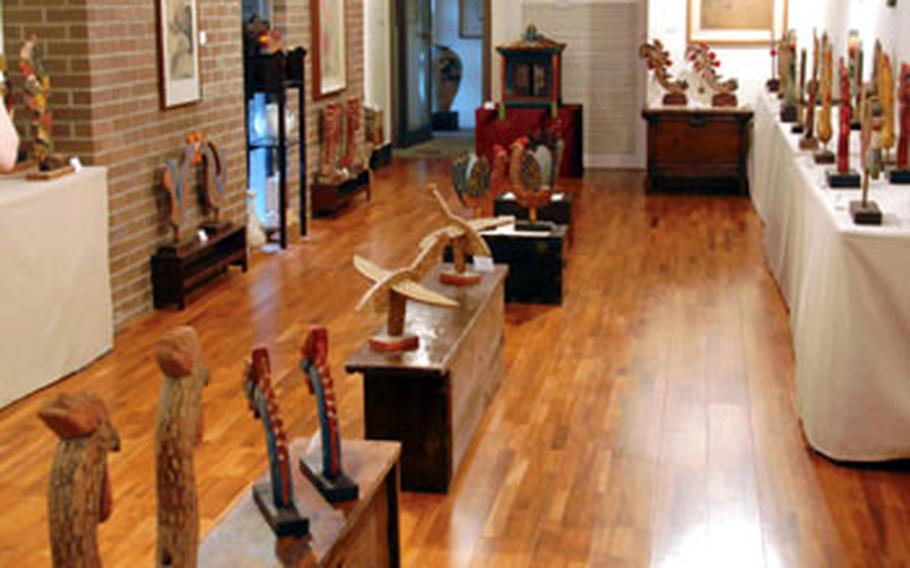 One of two exhibition rooms at the Seoul Museum of Chicken Art.