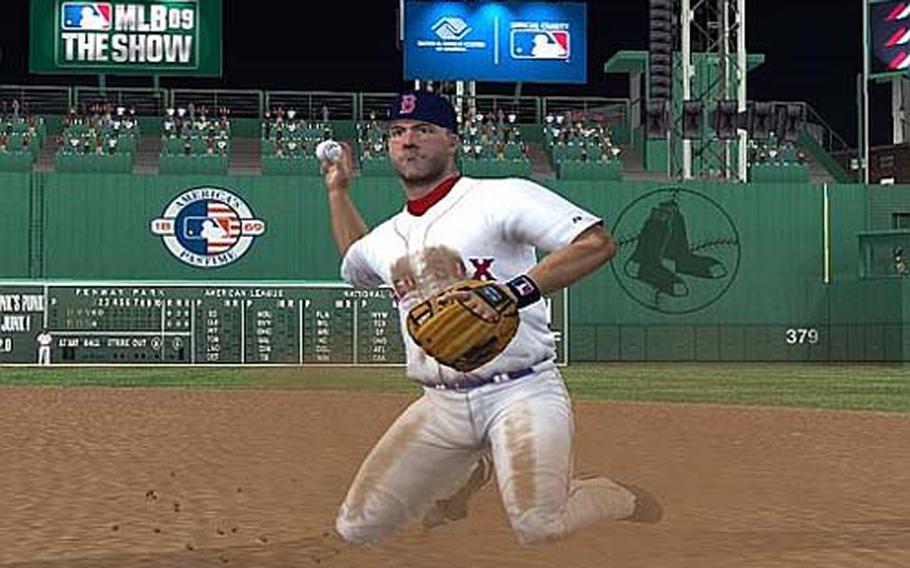 “MLB 09: The Show” – also available for the PlayStation 2, above – lets you get down and dirty with a host of realistic features.